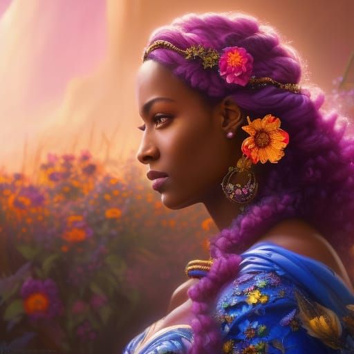 Dark-Skinned Princess Portrait in Chiaroscuro Academic Art