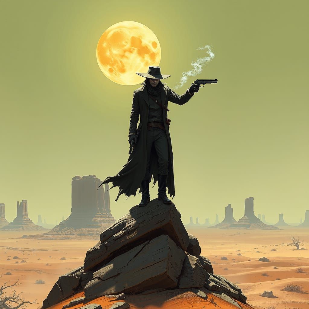 Spectral Gunslinger Duel on Desert Mesa