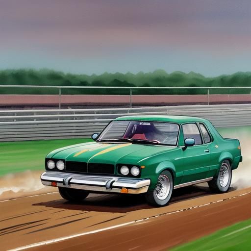 1980s Stock Car Race at Cowdenbeath in Gouache Style