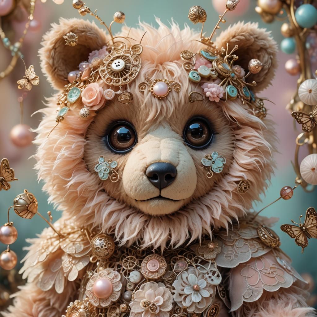 Pastel Teddy Bear Portrait in Digital Matte Painting