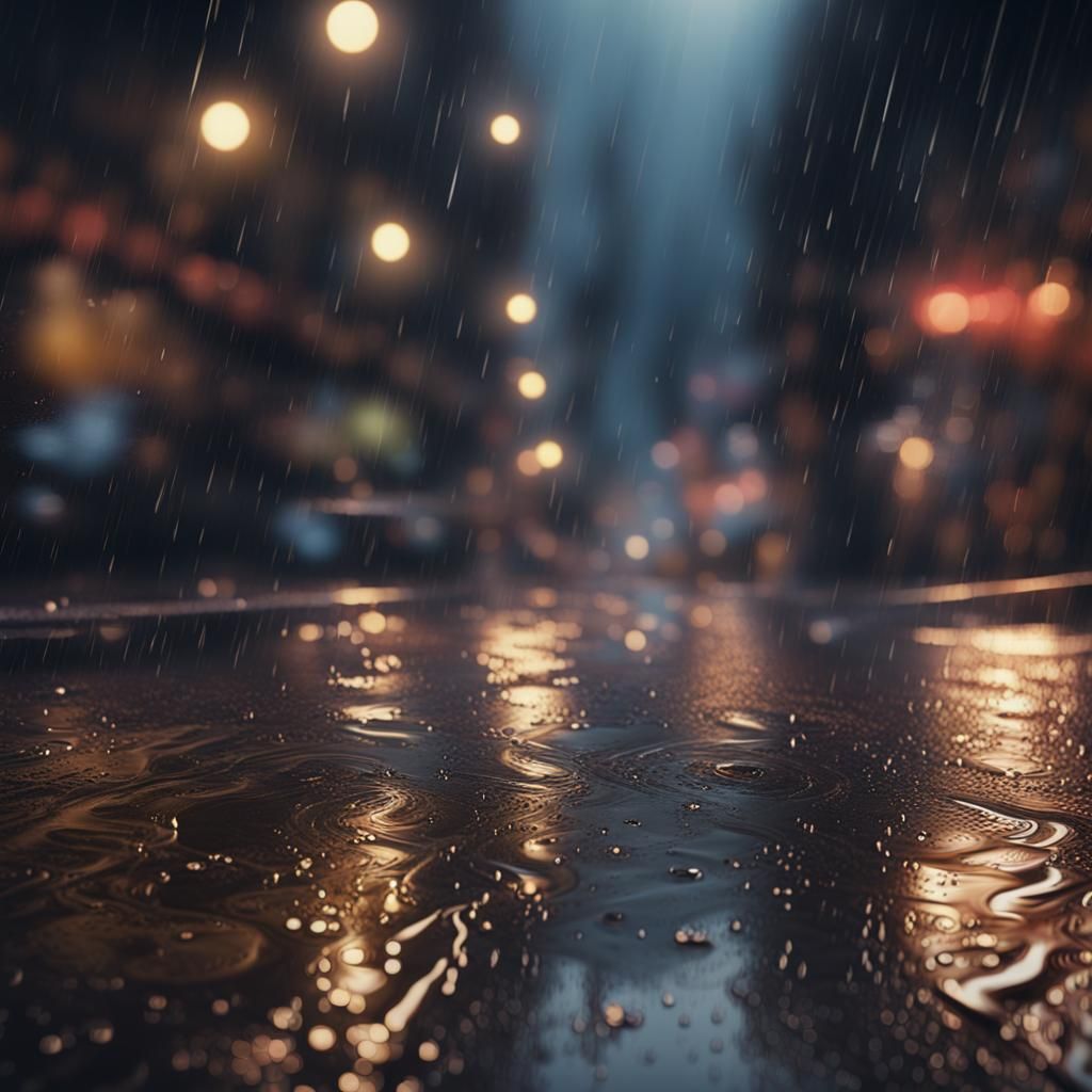 Rainy City Reflection: Detailed Matte Painting