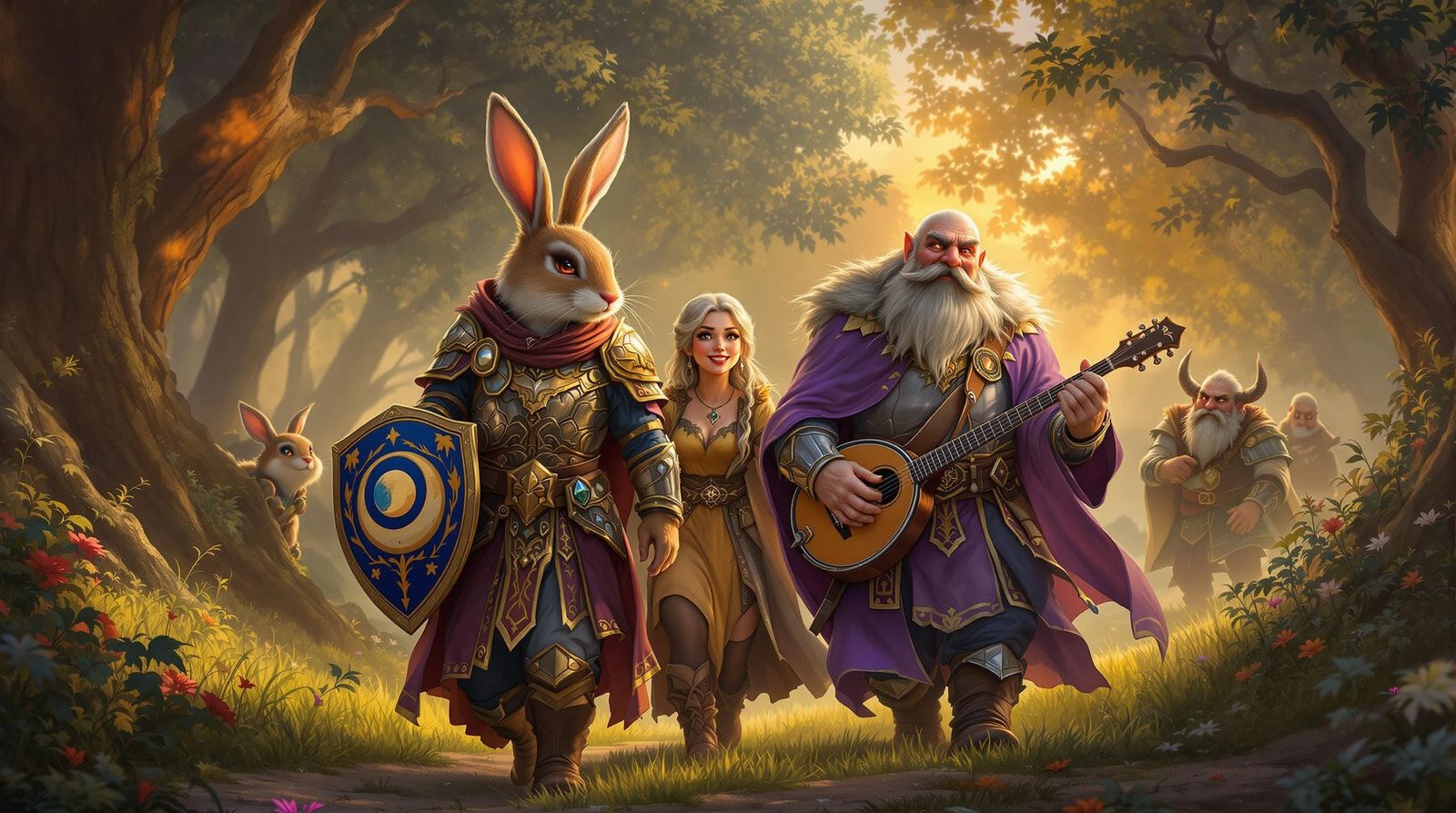 Regal Warrior Rabbit Embarks on Whimsical Quest with Enchant...