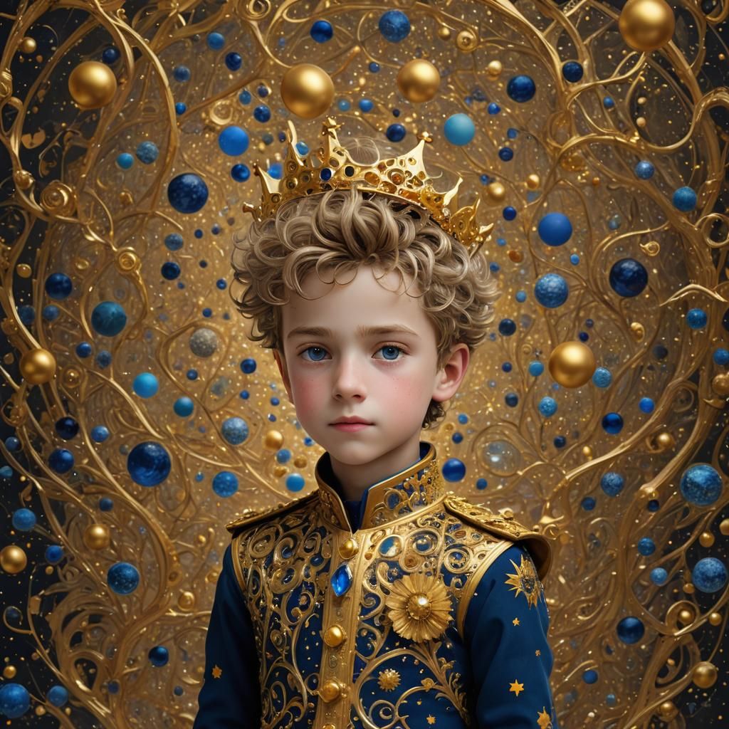 The Little Prince Portrait in Klimt Style