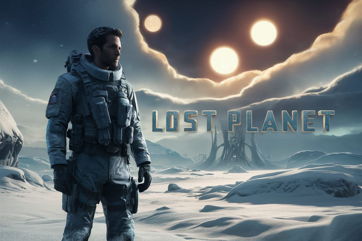 Soldier on Winter Planet with Double Suns