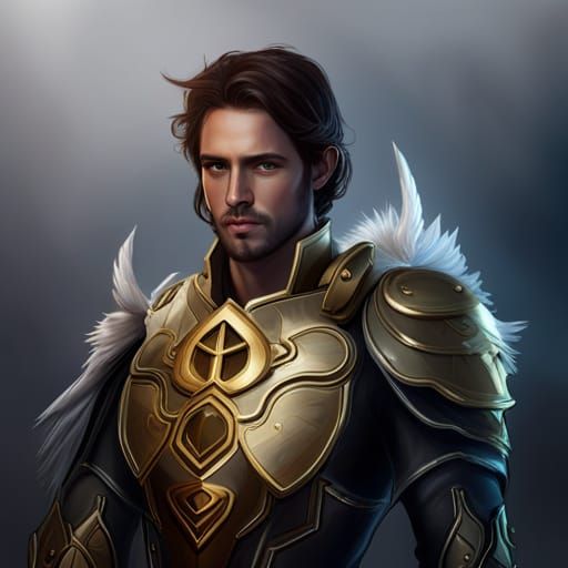 Angelic Knight in Gold-Guilded Gothic Armor