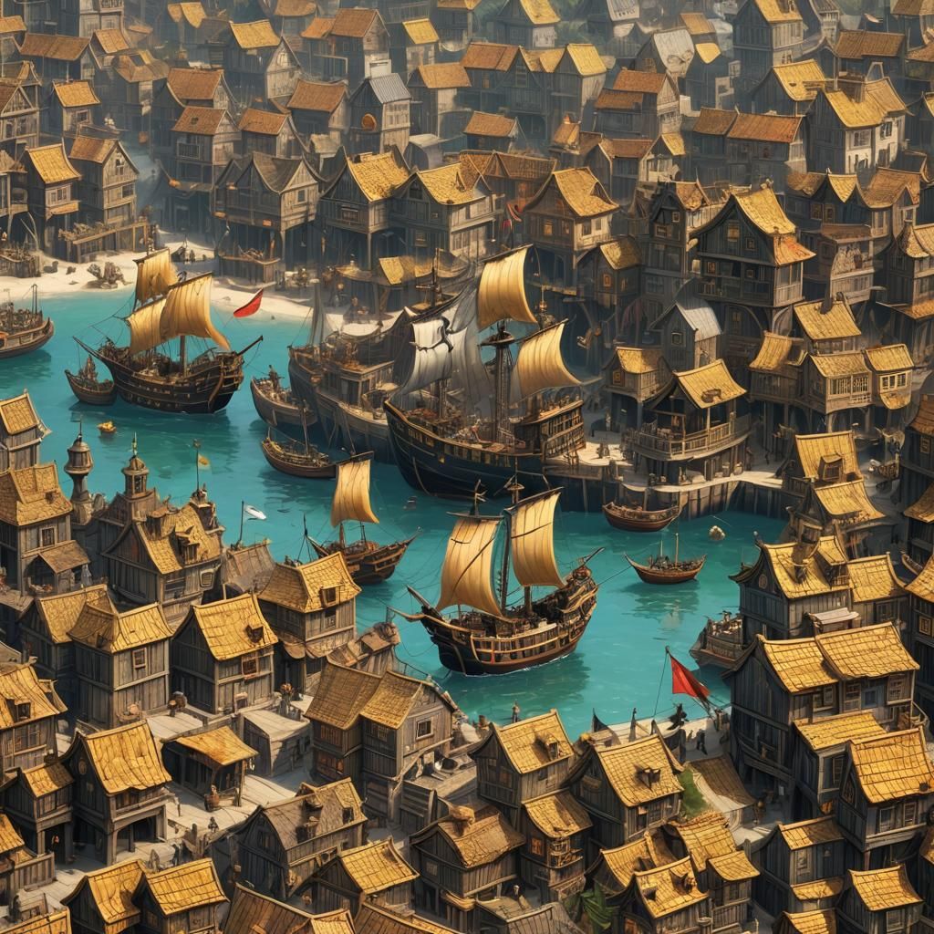 Prosperous Pirate City by the Sea