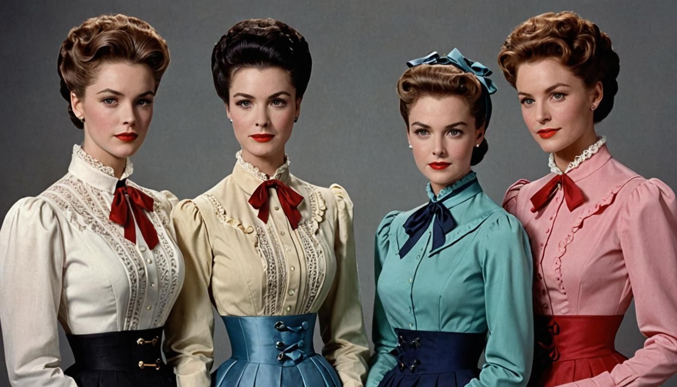 Elegant Women with Hourglass Figures and Ribbons