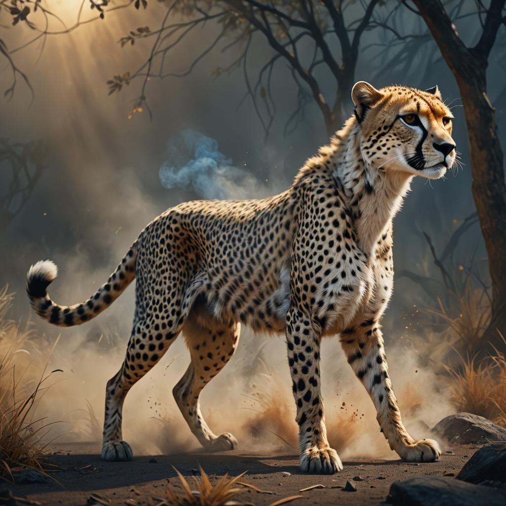 Cheetah Enters Stage with Bandage: Fantasy Art