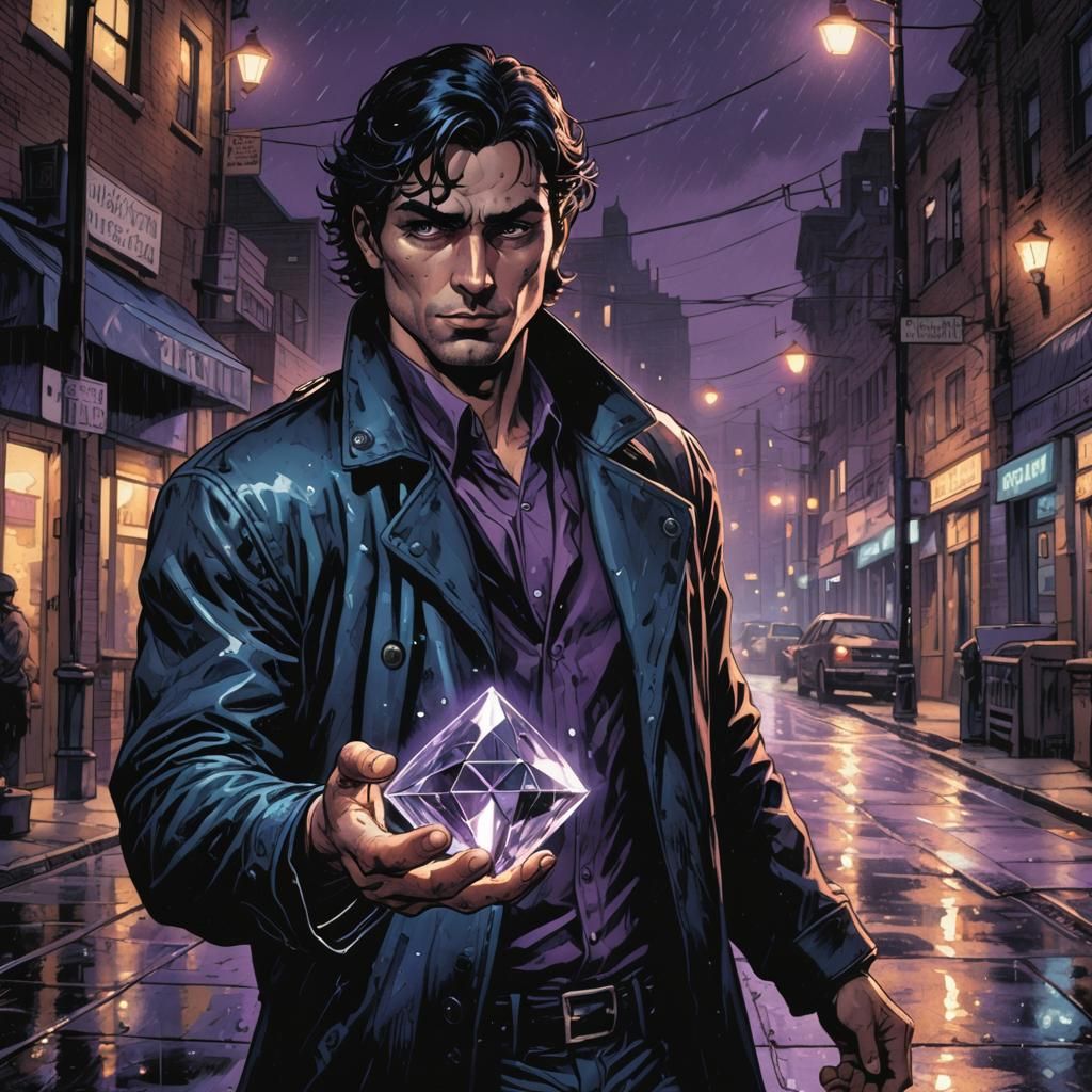 Thief with Diamond in Night Town, Comic Book Art