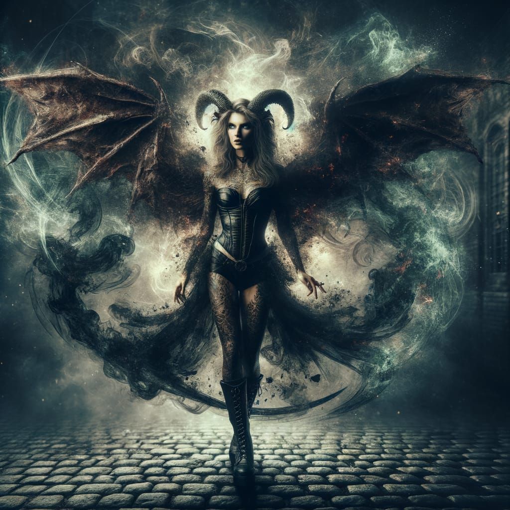 Dark Fantasy Demon Woman in Gothic Style