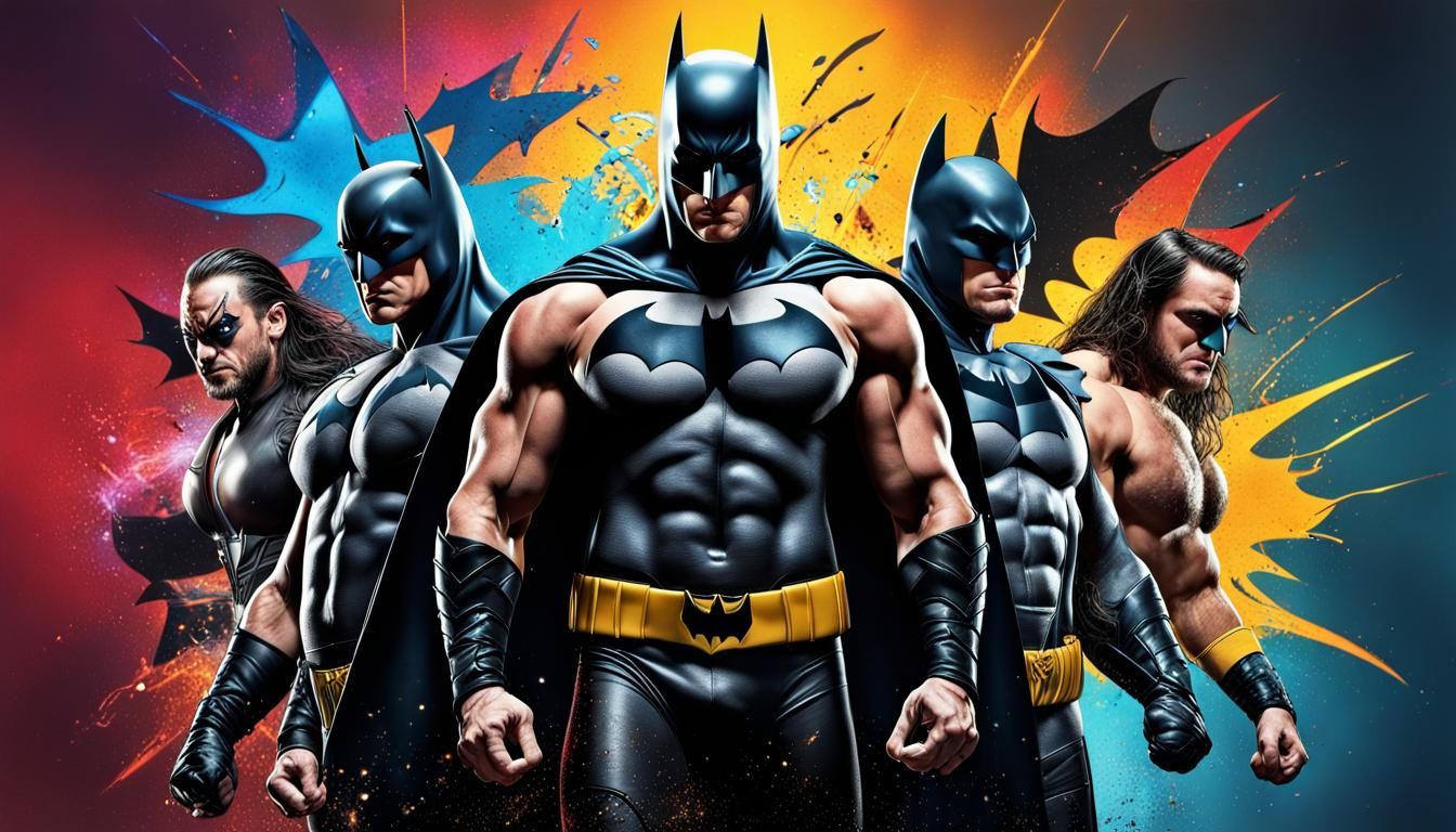 Electrifying WWE and Batman Universe Collage