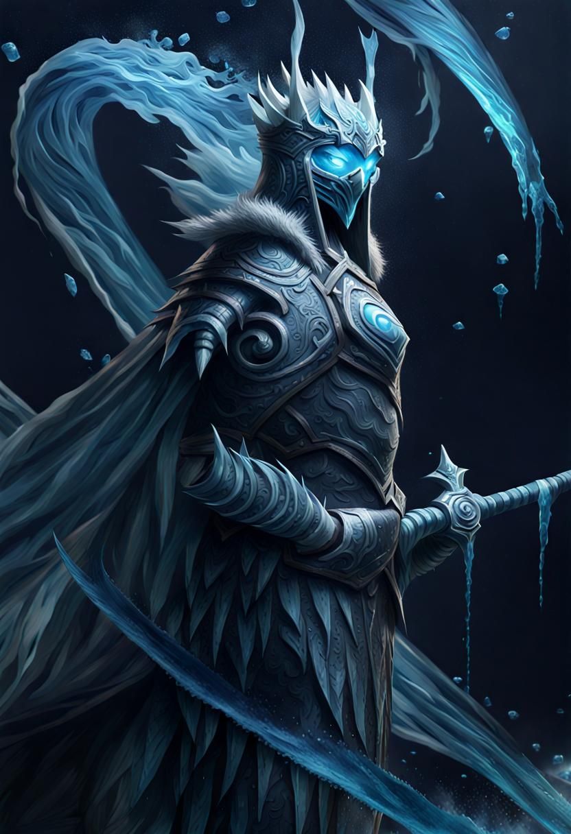 Iced Water Knight with Swirling Water Sword
