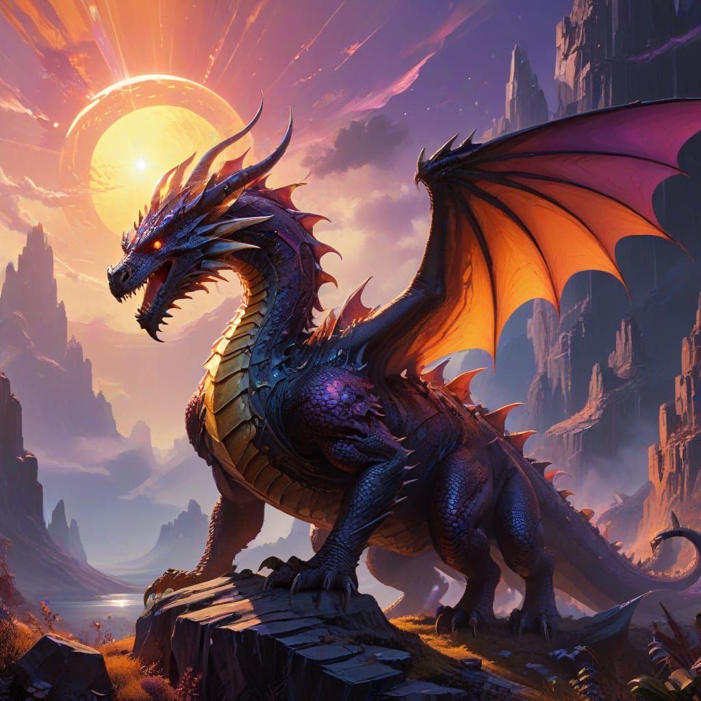 Epic Sunset Dragon in Vibrant Colors