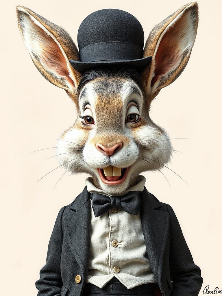 Adequate CGI Rabbit Dressed as Charlie Chaplin