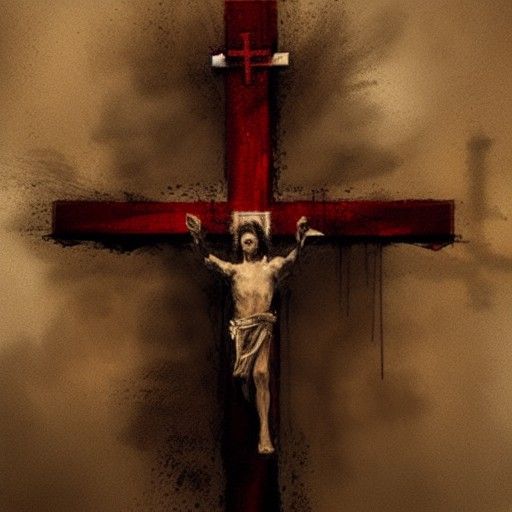 Sinister Depiction of Jesus Christ on Cross