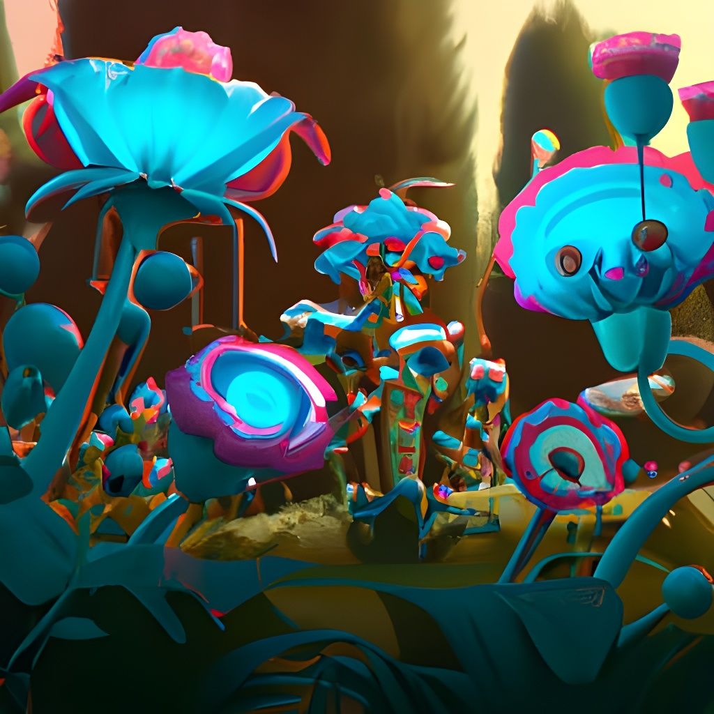 Alien Entities Bloom in Hyperdetailed Flower Meadow