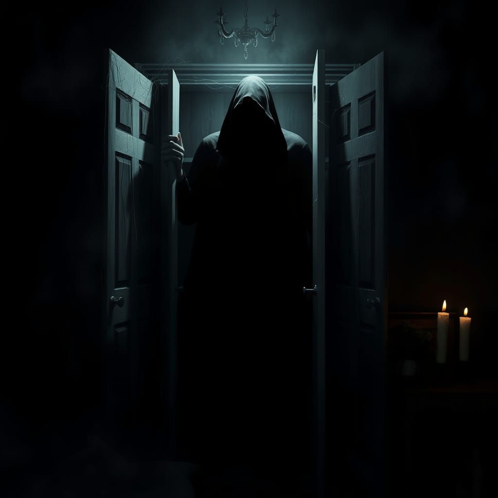 Surrealist Nightmare in a Darkened Bedroom Closet