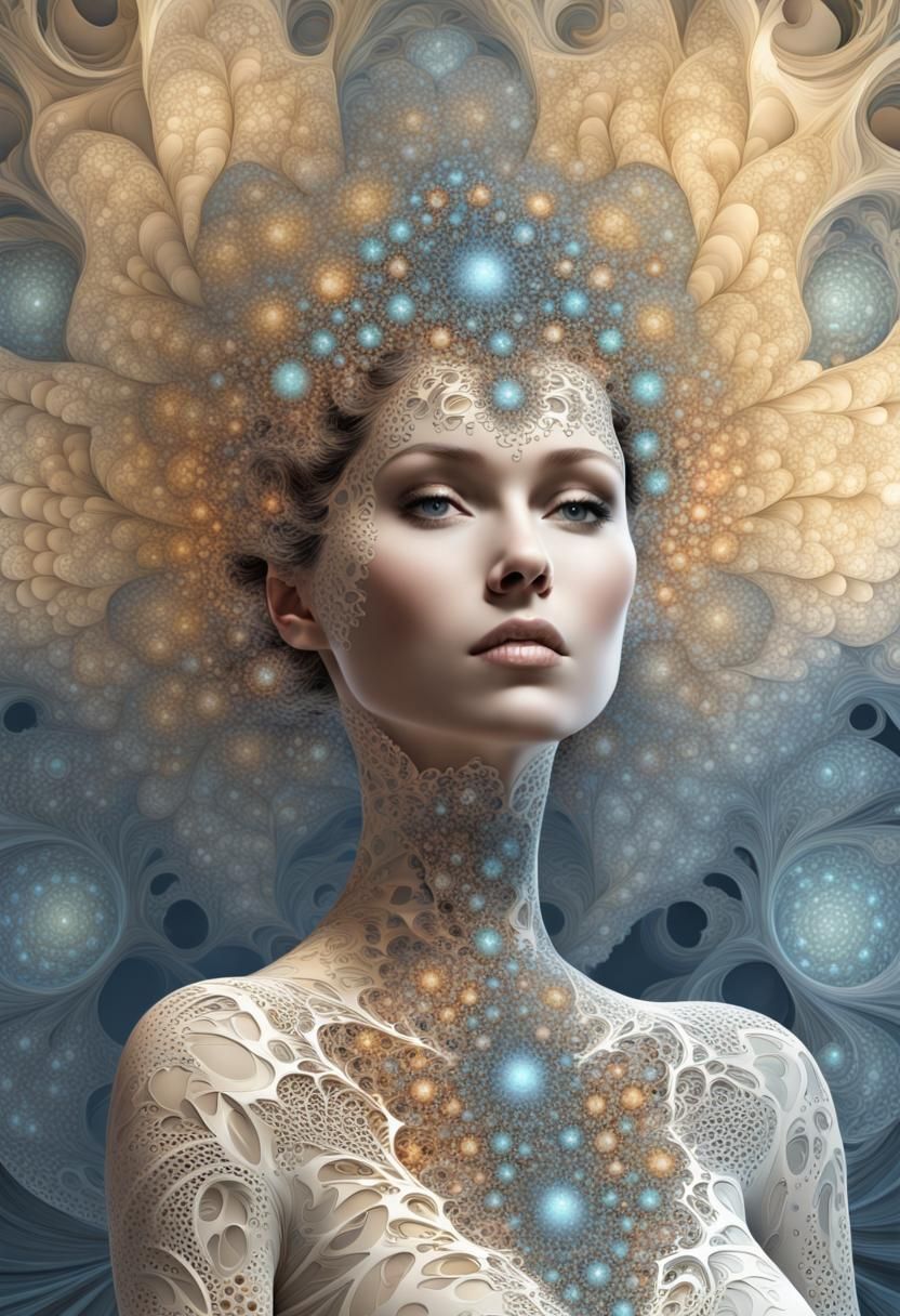 Intricate Fractal Lady: Abstract Generative Art