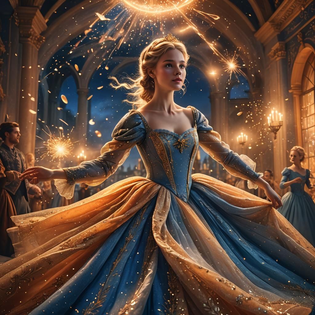 Cinderella's Magical Spin: Baroque Fantasy Art