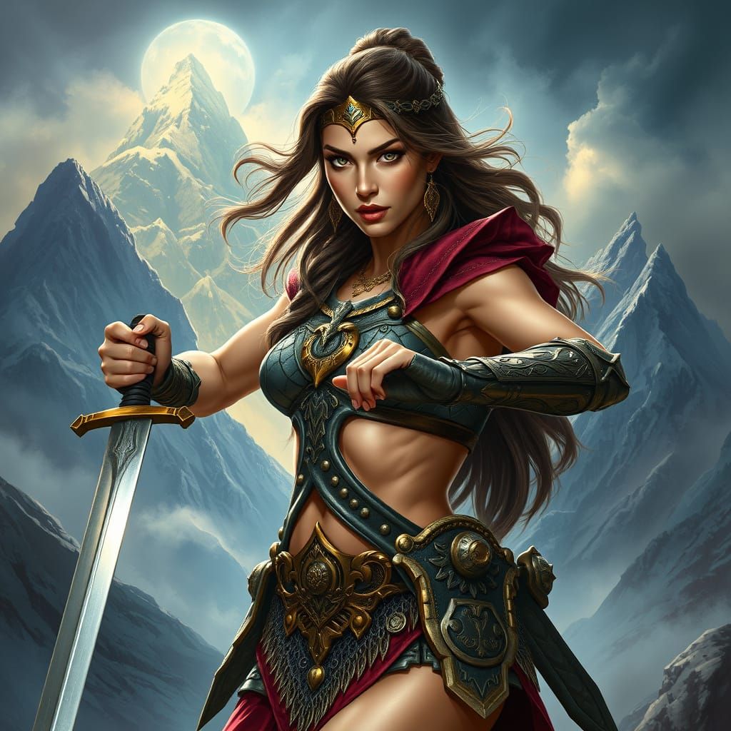 Muscular Princess Warrior in Barbarian Armor