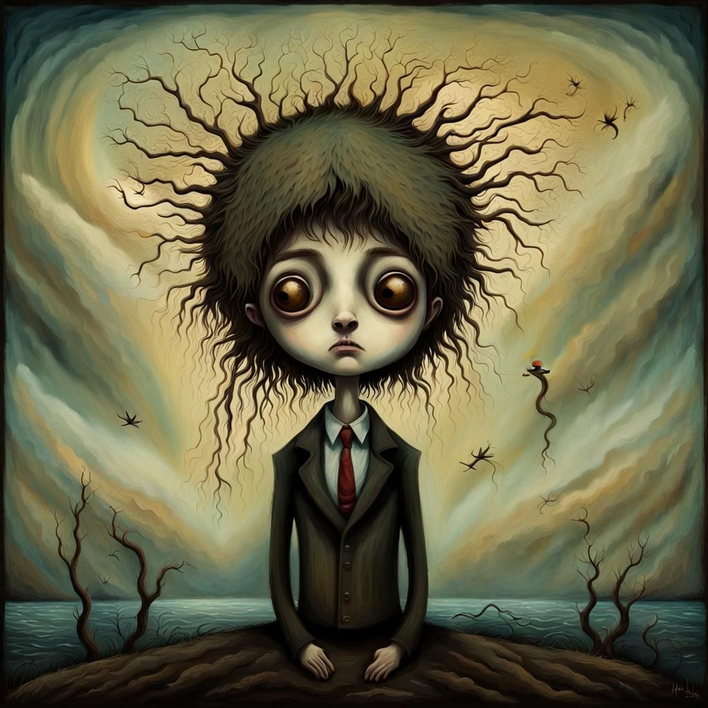 Surreal Boy Portrait Inspired by Burton and Dalí