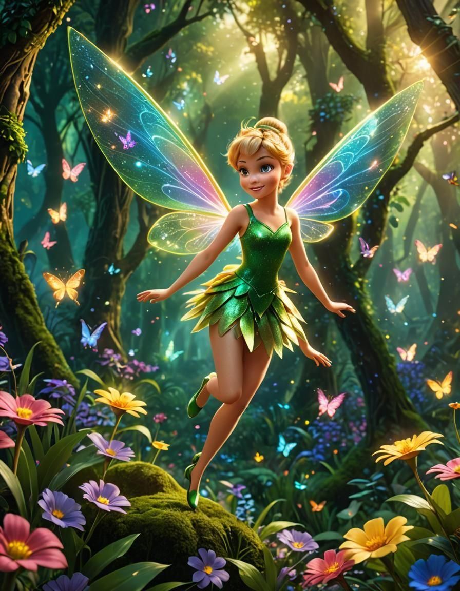 Tinkerbell in Enchanted Forest: 3D Anime Art