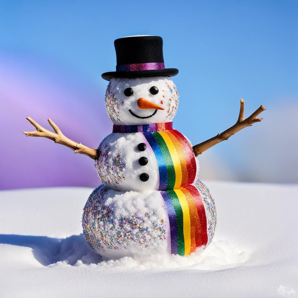 Glittering Snowman Celebrates Pride in Winter