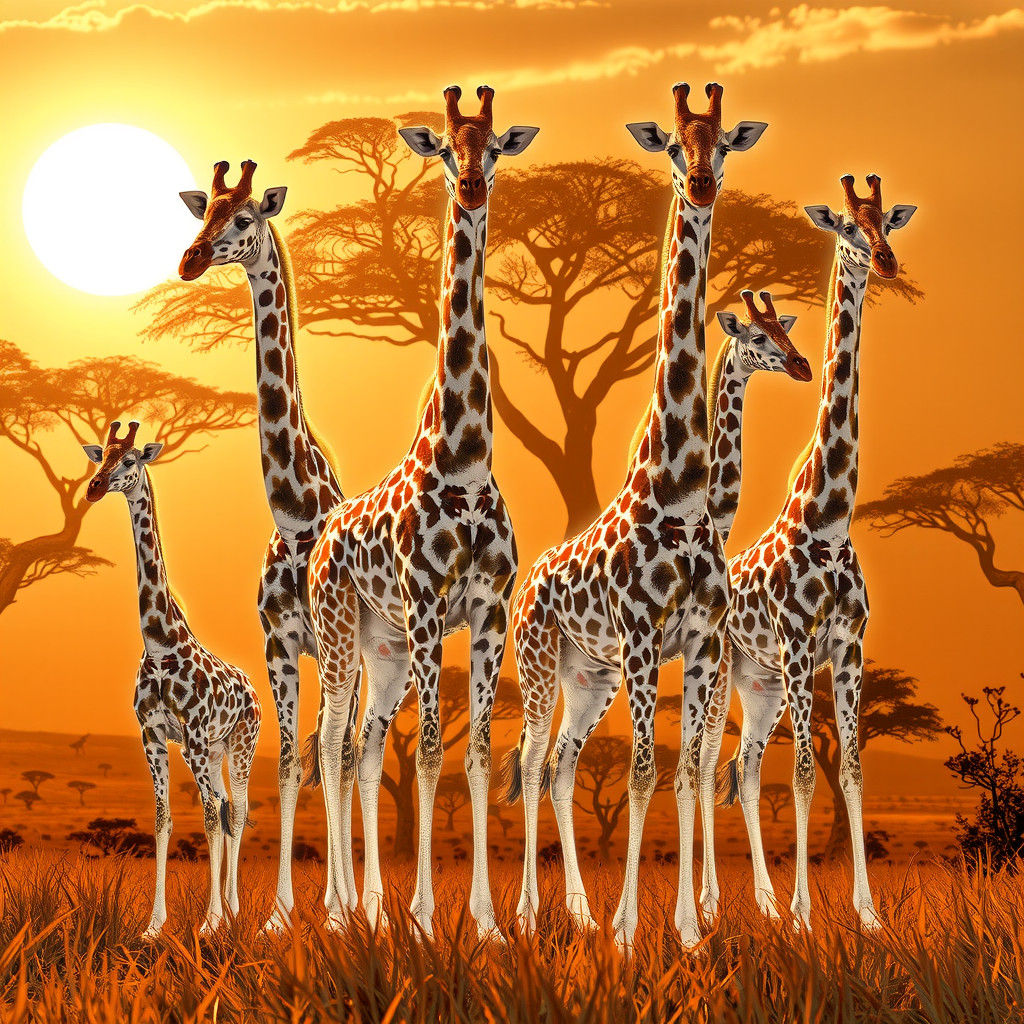 Glowing, Translucent Giraffes in Fractal 3D Savannah