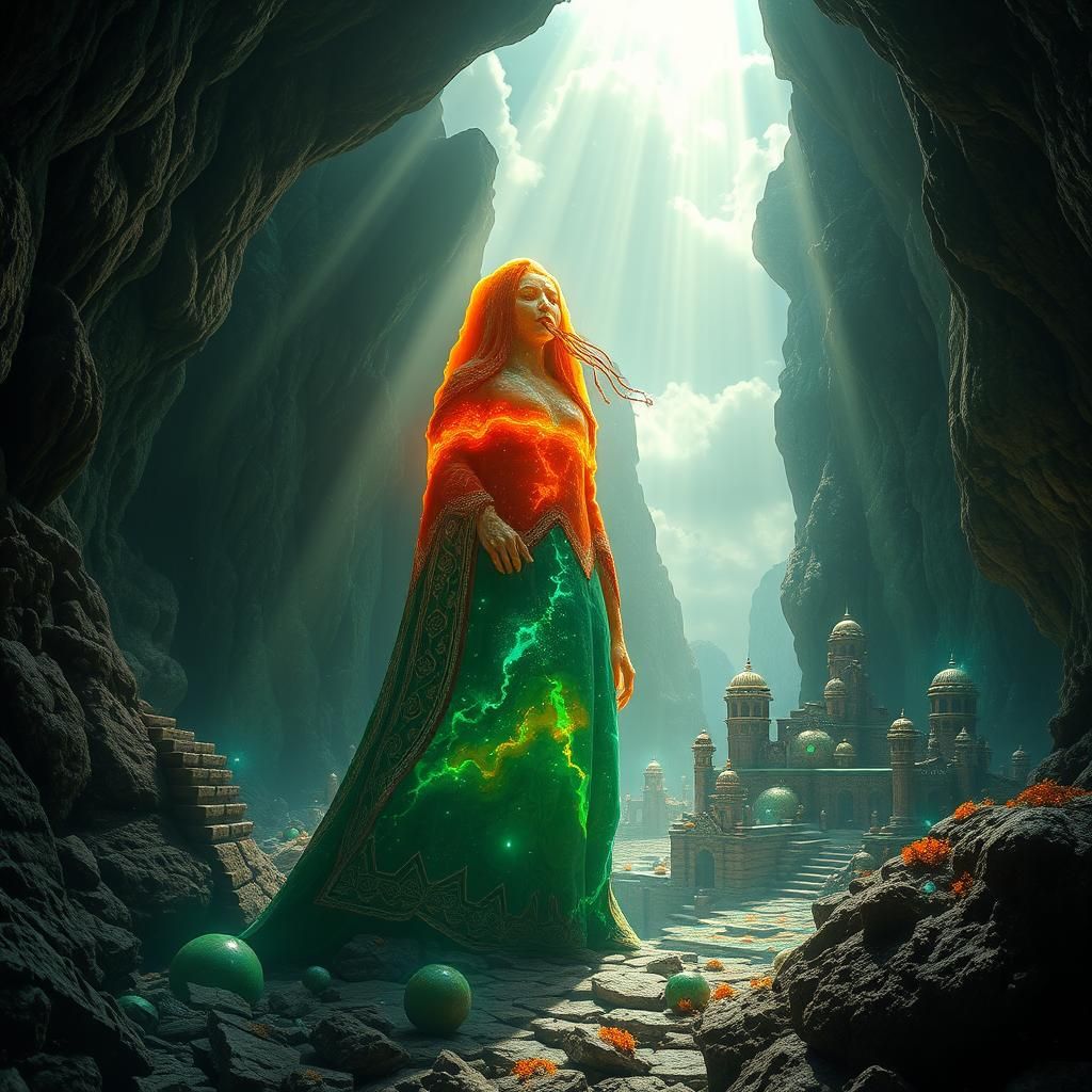 Jeweled Fire Agate Speleothem in Ancient Ruins