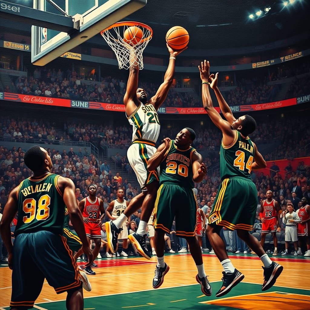 Seattle Sonics NBA Championship in Mark Ryden Style