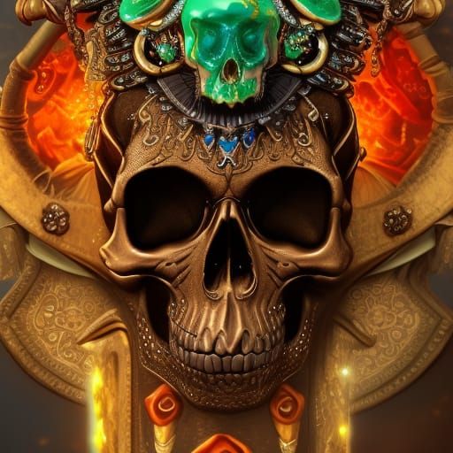 Jeweled Skull Fantasy Concept Art in Deep Color