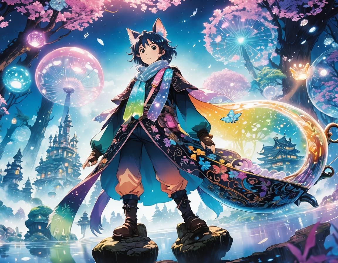 Fairytale Anime World in Teacup, Ghibli-esque Scene