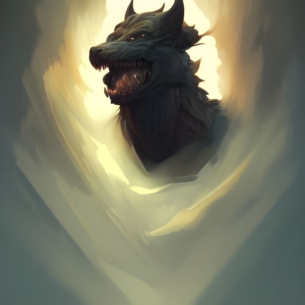 Hyperdetailed Hellhound Portrait in Volumetric Lighting