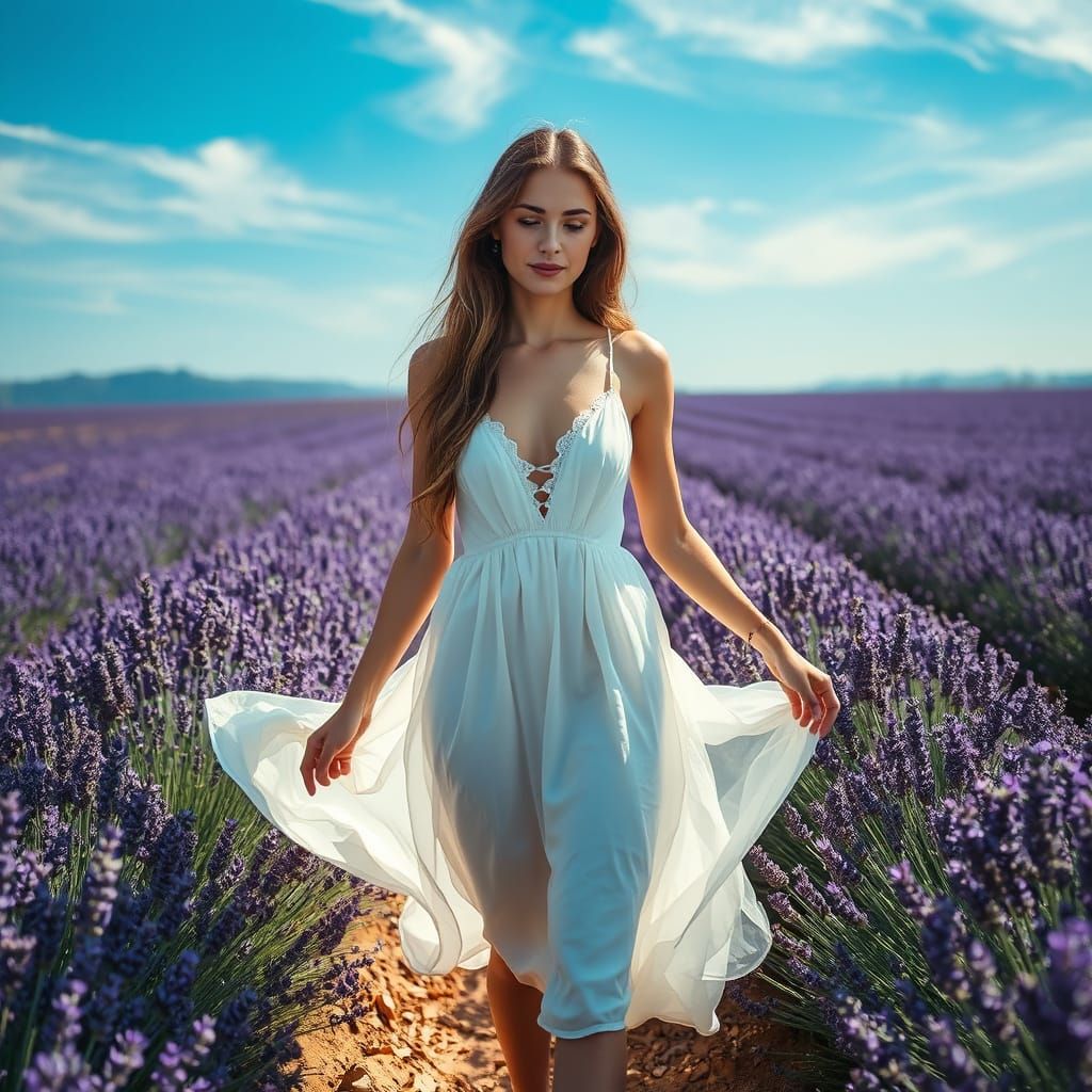 Woman in Lavender Field, Cinematic Photography