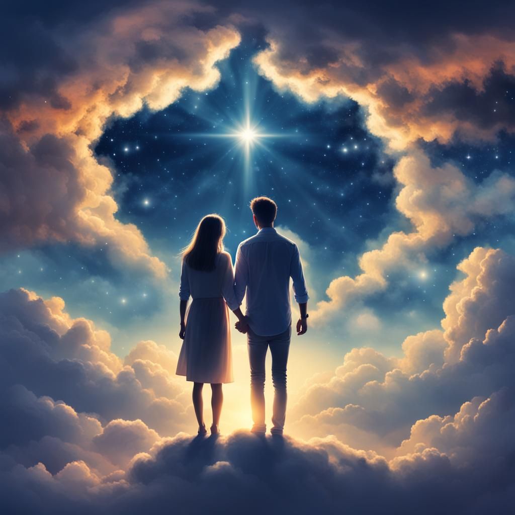 Lovers Embrace Under a Divine Night Sky