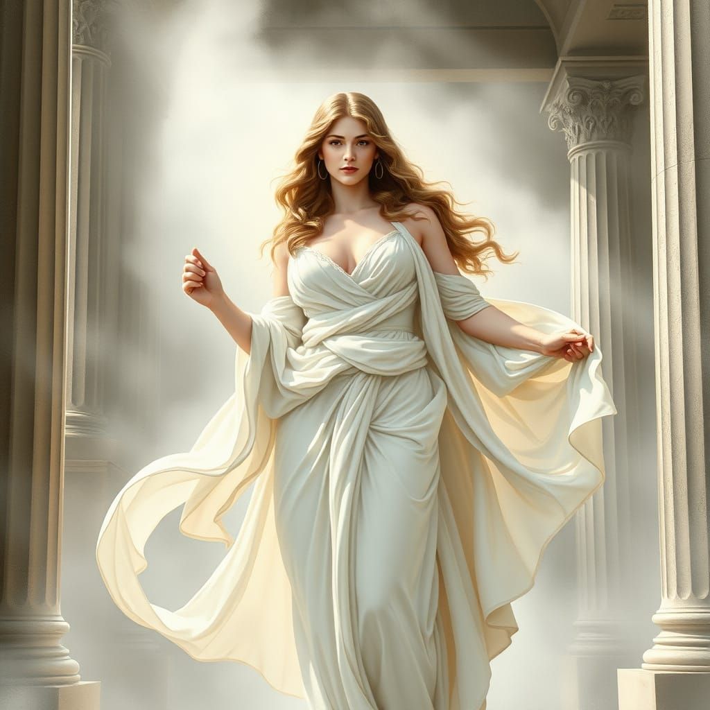 Aphrodite as Bank Robber in Watercolor Style