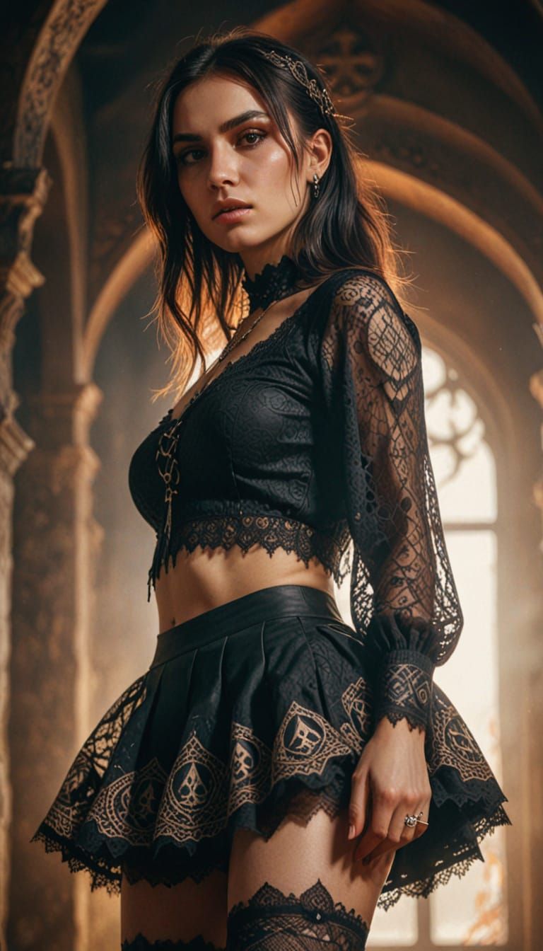 Serbian Woman in Gothic Dark Fantasy Style