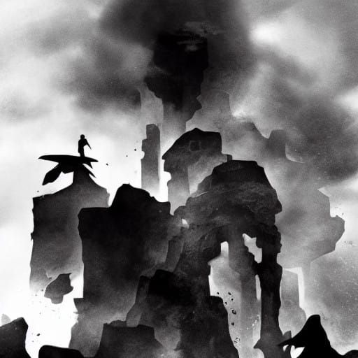 Goth Fashion Model in Cyberpunk Dystopian Landscape at Dusk