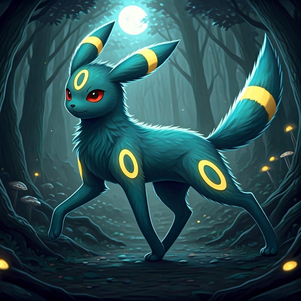 Surreal Umbreon in Full Moonlight