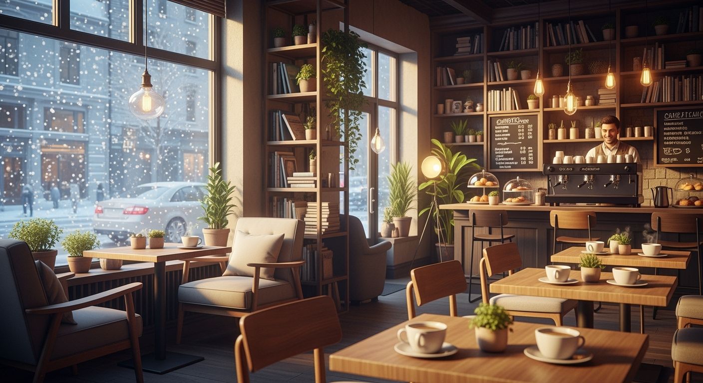 Cozy Calgary Cafe Scene in Winter