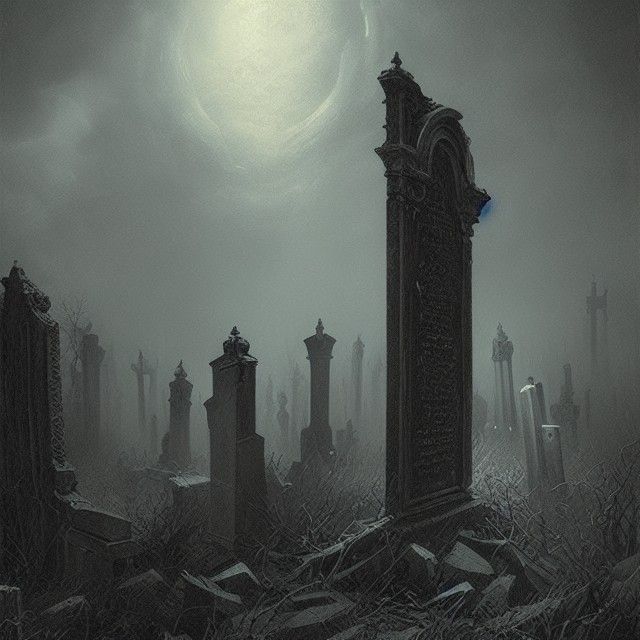 Haunting Graveyard Scene in Gothic Horror Style