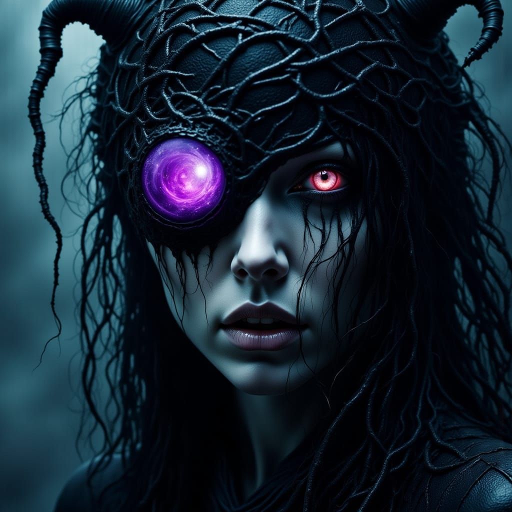 Gothic Cyclops with Bandaged Head in Giger Style