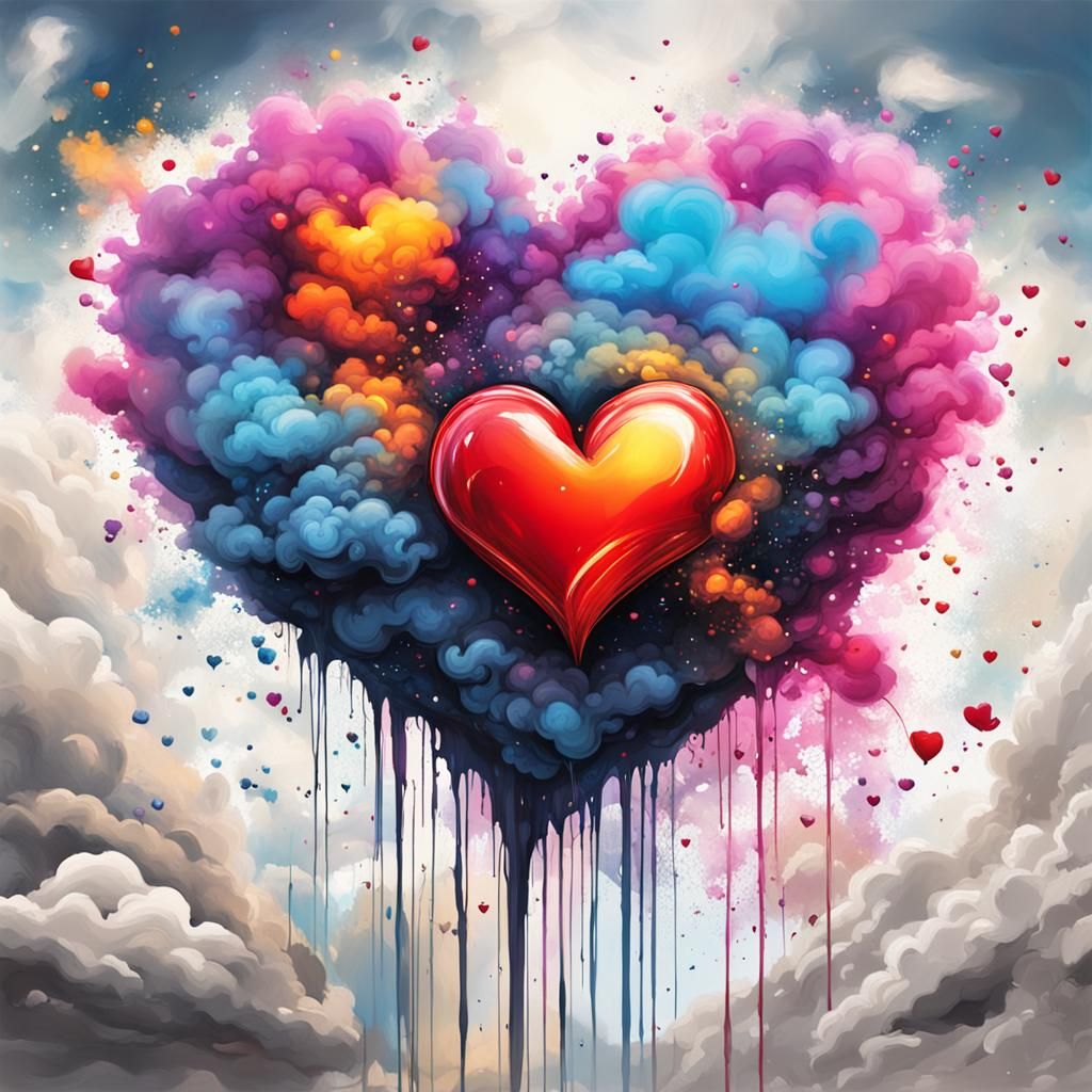 Smoky Heart Glittering in Sky: Graffiti Art