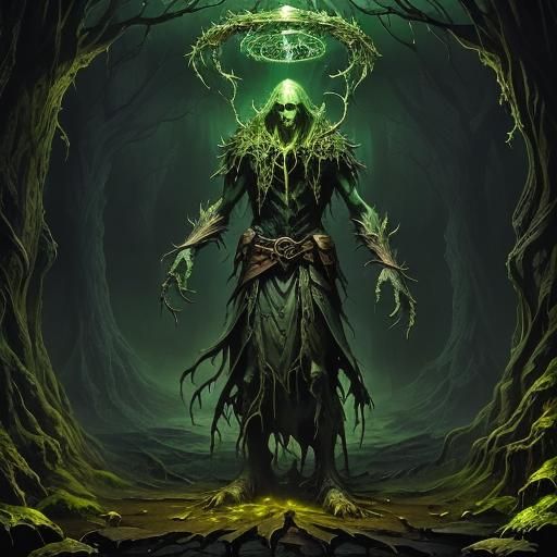 Ethereal Roots in Mystical Forest, Fantasy Art