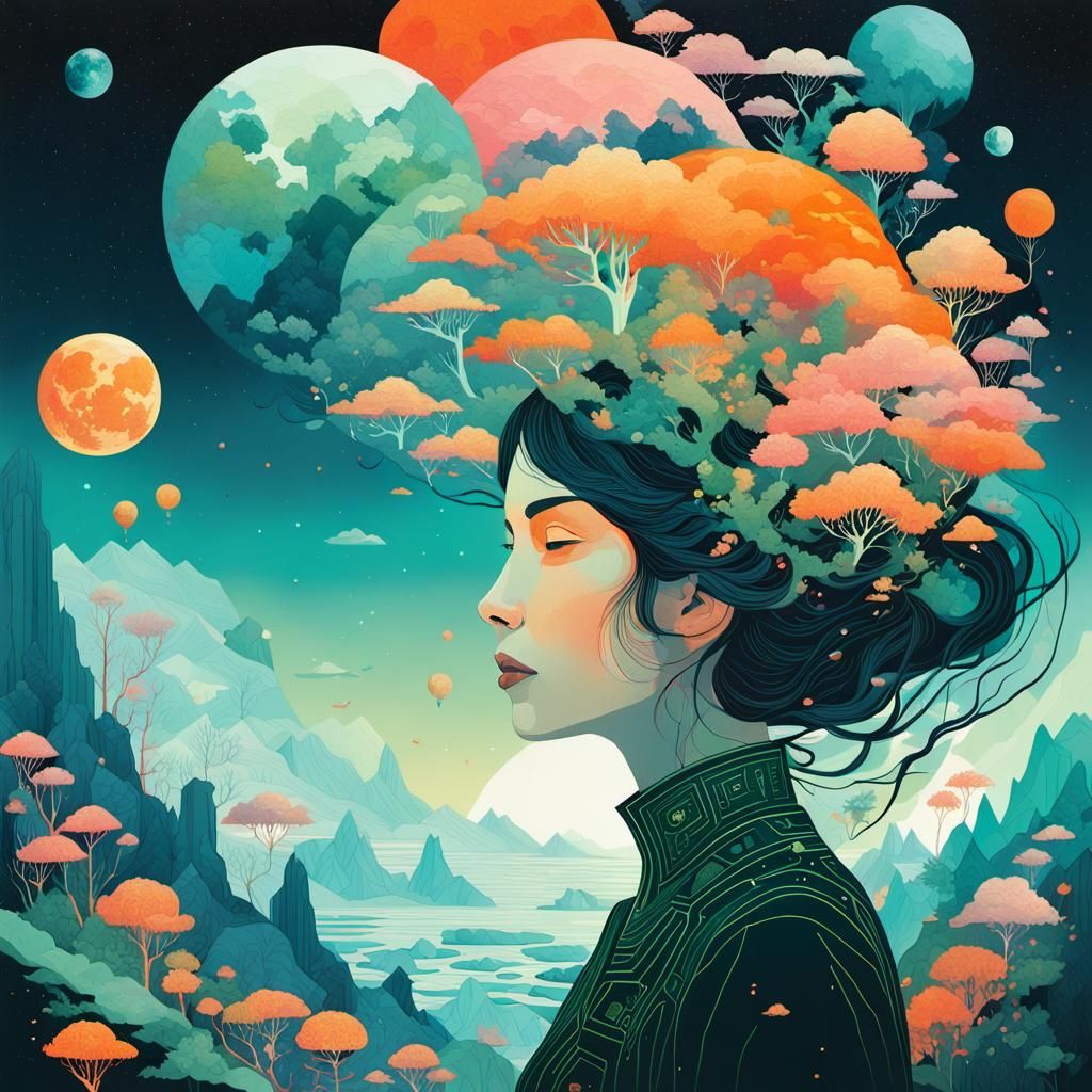 Planetary Fantasy Universe Journey: Surreal Collage Art