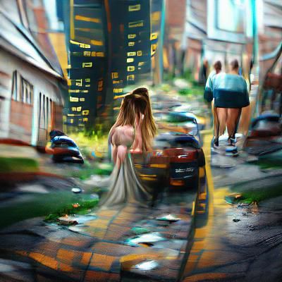 City Street Scene as Digital Art