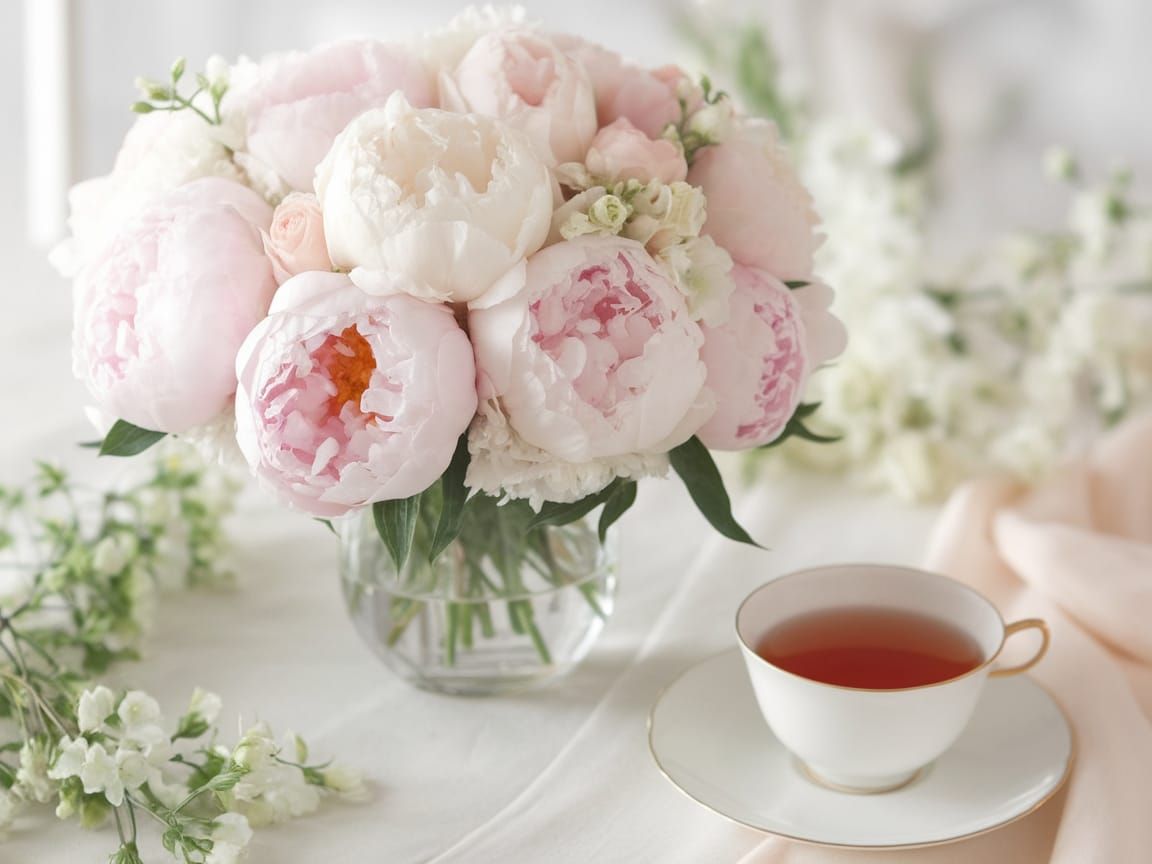 Romantic Floral Bouquet in Soft Pastel Hues