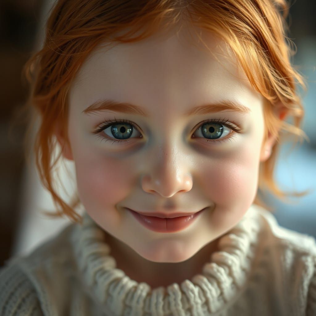 Young Girl with Red Hair in Ethereal Glow