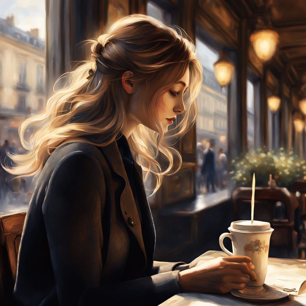 Impressionistic Portrait of a Woman with Long Hair