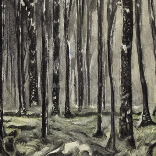 Vampire and Dragon in Mystical Forest, Surrealist Oil Painti...